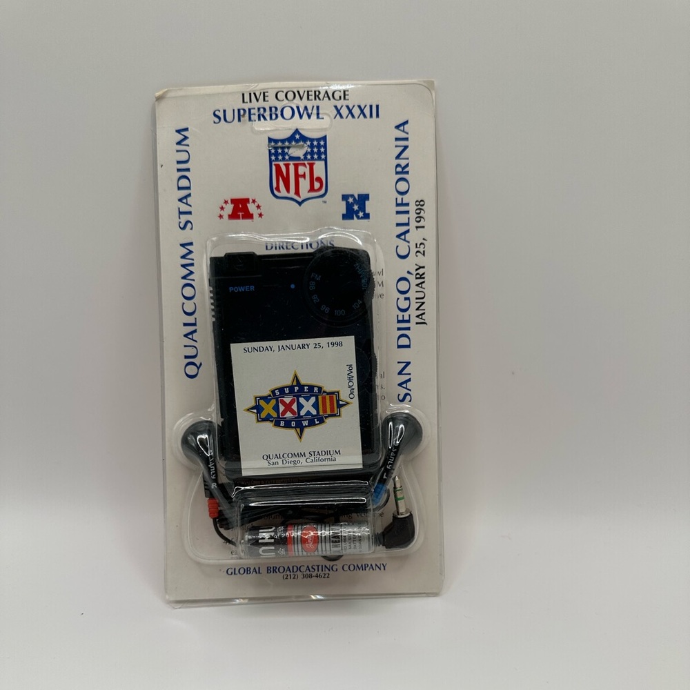 NEW Super Bowl XXXII Live Audio Coverage radio w/headphones and batteries